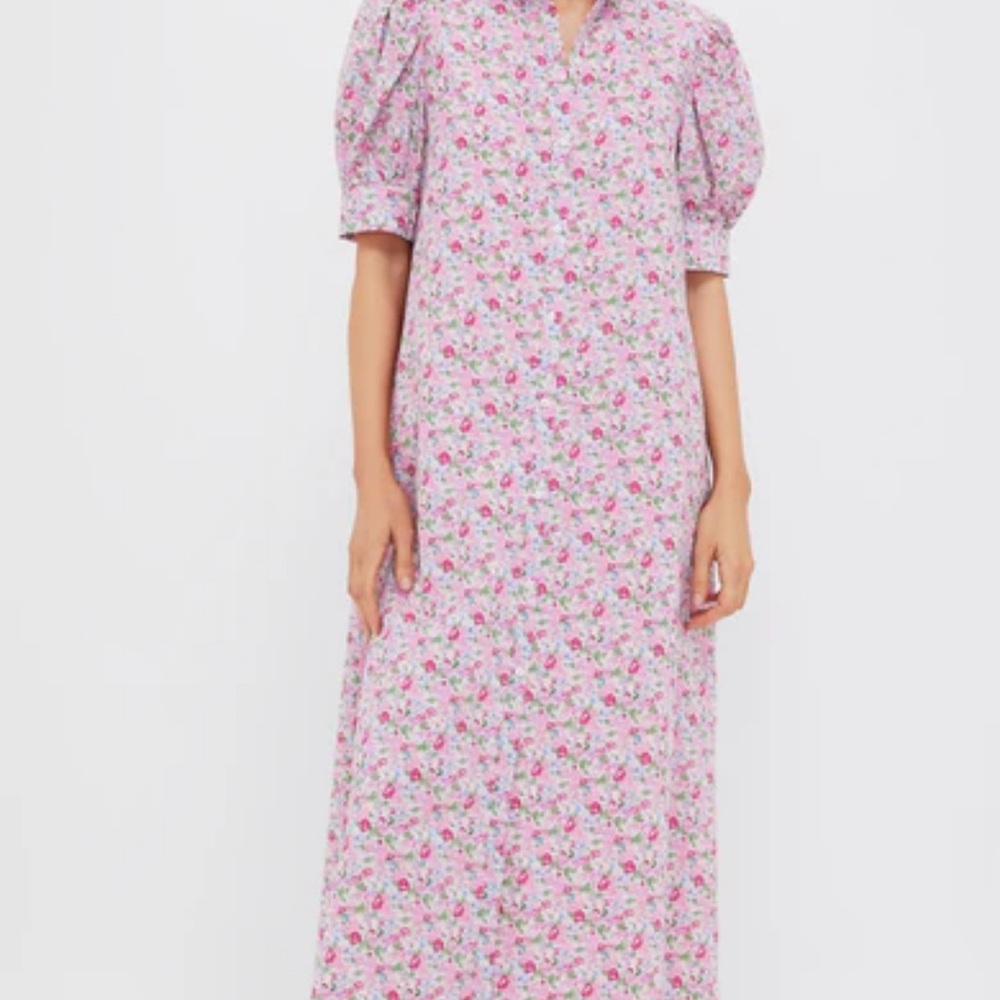 Pink Multi Ruffle Collar Louisa Maxi Dress